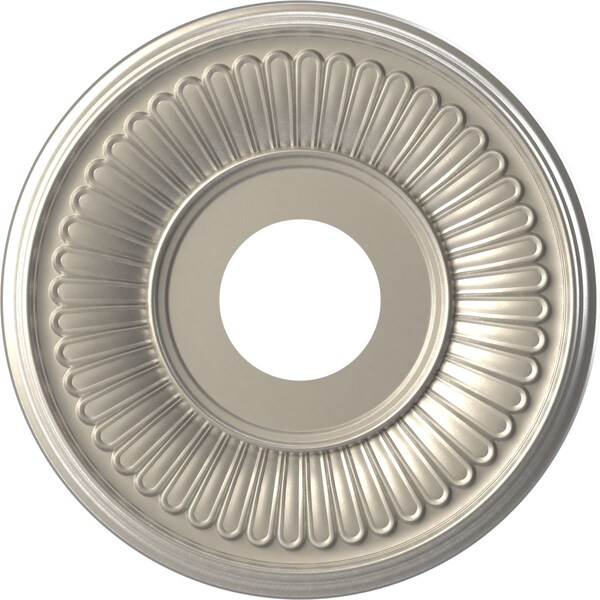 Ekena Millwork Berkshire PVC Medallion (Canopies up to 5 3/4"), 13"OD x 3 1/2"ID x 3/4"P, Bright Coat Aluminum CMP13BEBAL - main